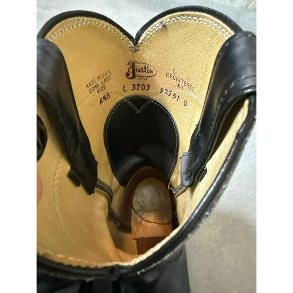 Justin Black Leather Cora Women's Cowboy Boots 6.5B L 3703 52751 0 - Picture 3 of 10